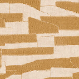 Beige en goudkleurig Arte-behang uit de Costura Gabarit 57564 collectie met een patroon van gestikte, abstracte vormen.