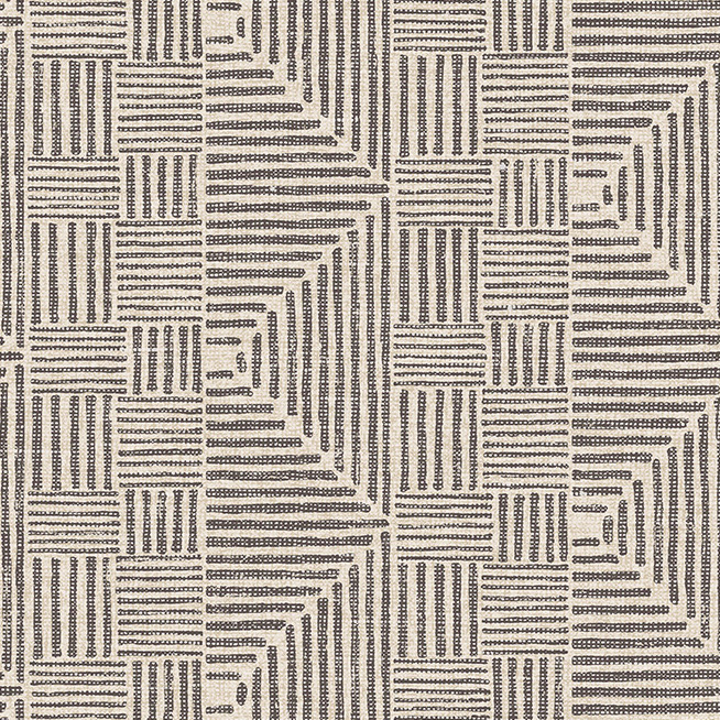 Beige Arte behang uit de Essentials Travellers Macrame 11001 collectie met een geometrisch patroon van verticale en horizontale lijnen.