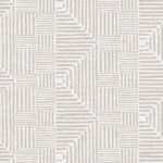 Beige Arte Essentials Travellers Macrame 11002 behang met een geometrisch patroon van lijnen en blokken.