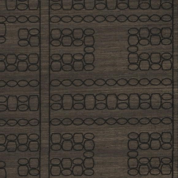 Donkerbruin Arte Marquesa Taio Eclipse wandbekleding met een geometrisch patroon van ovaalvormige en rechthoekige lijnen.