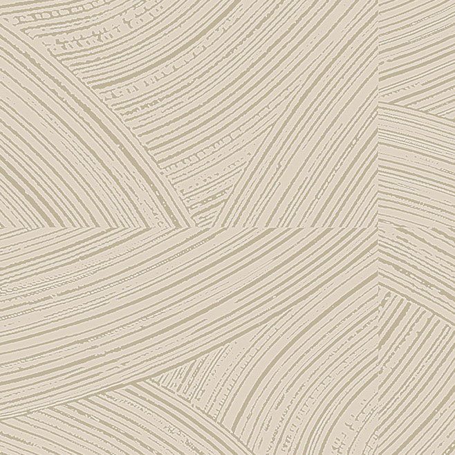 Beige Arte behang Arado 66002 met een abstract patroon van gebogen en gekruiste lijnen.