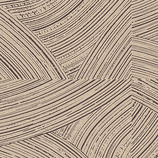 Beige Arte behang Arado 66004 met een abstract patroon van golvende en kruislings verlopende lijnen.