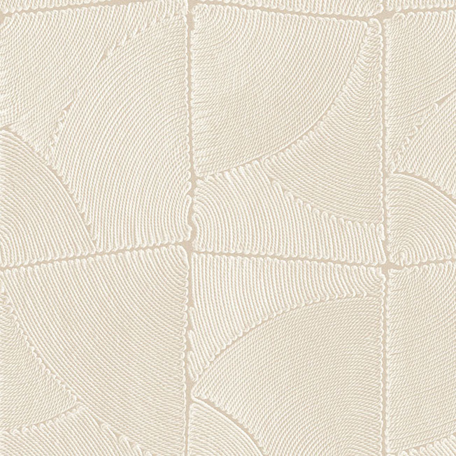 Beige Arte-behang Atlas 64531 met een reliëfpatroon van gebogen lijnen en geometrische vormen.