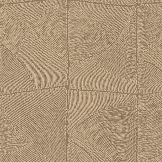 Beige Arte behang uit de Atlas-collectie met een reliëfpatroon van gebogen lijnen in geometrische vormen.
