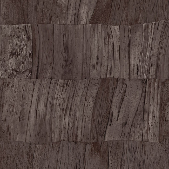 Donkerbruin Arte Capas 34303 behang met een natuurlijke houtstructuur en gelaagde textuur.