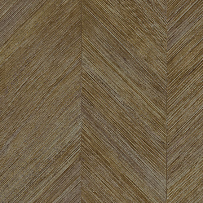 Bruin Arte Corteza 34202 behang met een visgraatpatroon en een natuurlijke, textielachtige structuur.