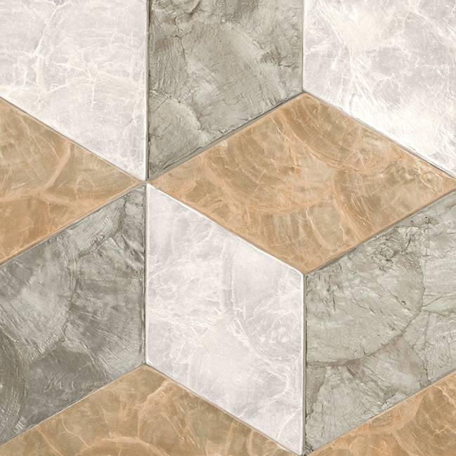 Geometrisch Arte behang uit de Cubic 33700 serie met een 3D-effect in grijs-, beige- en wittinten.