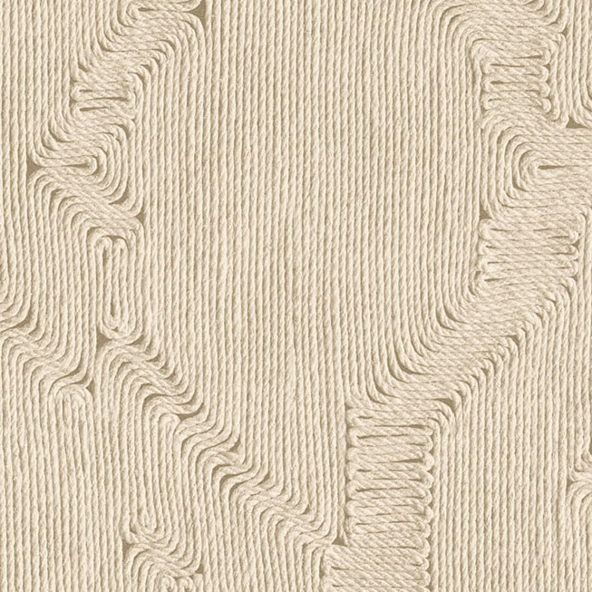Beige Arte Edge 64521 behang met een reliëfstructuur van golvende, verticale lijnen in touwlook.