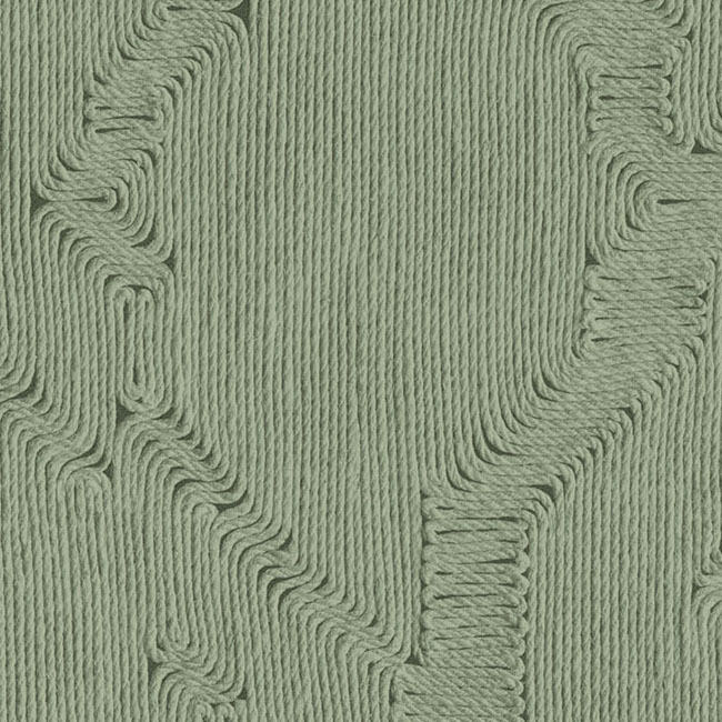Groen Arte Edge 64523 behang met een textuur van verticaal aangebrachte koorden in een golvend patroon.