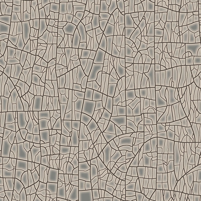 Beige Arte Emaille-behang met een glanzend, craquelé patroon van fijne, onregelmatige lijnen.