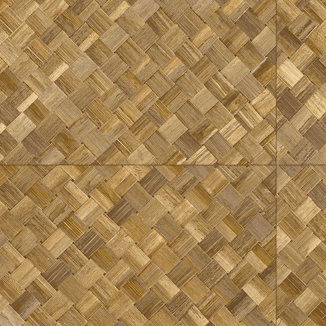 Geweven behangpatroon van natuurlijke pandanstroken in warme bruintinten uit de Arte collectie.