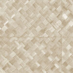 Beige Arte behang met een geweven pandanstructuur in vierkant patroon.
