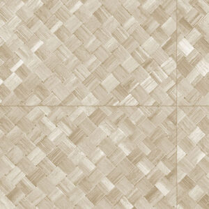 Beige Arte behang met een geweven pandanstructuur in vierkant patroon.