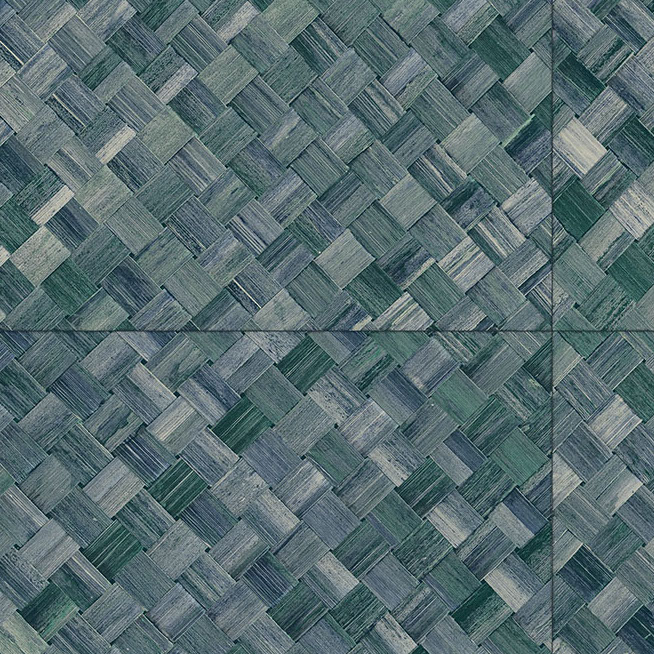 Groenblauw geweven patroon van Arte behang uit de Pandan collectie, model 34108.