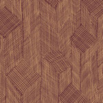 Geometrisch Arte Shibam 66011 behang met een optisch 3D-patroon van abstracte gebouwen in goud en bruin.