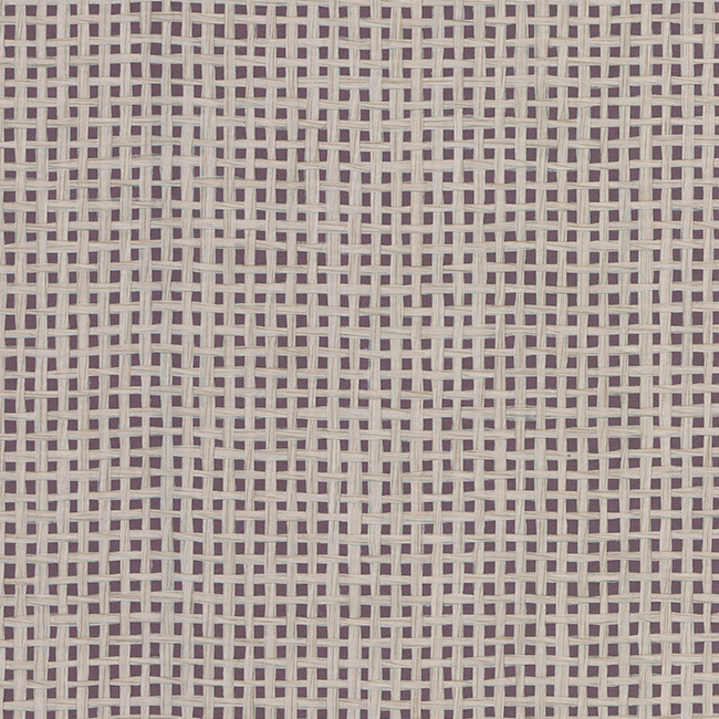 Beige Arte behang met een verfijnd waffle weave patroon op een donkerpaarse achtergrond.