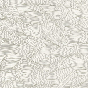 Beige CASAMANCE Alula 74360110 behang met golvend lijnpatroon in organische vormen.