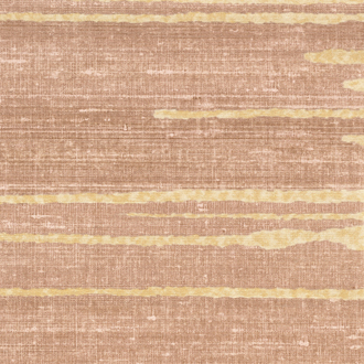 Textuur van Elitis behang uit de Kari VP 930 50 collectie met horizontale beige en goudgele lijnen op een bruinroze achtergrond.