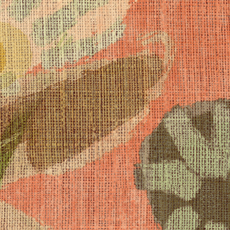 Detail van Elitis behang Margaritas VP 922 02 met florale print en zichtbare textuur van geweven stof.