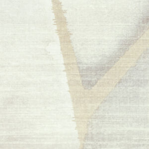 Lichtbeige Elitis Yuzen VP 932 01 behang met subtiele, abstracte V-vormige patronen.