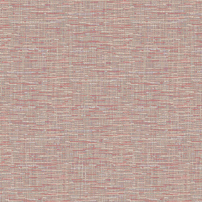Textuur van Missoni behang Tweed 10255 met een fijn geweven patroon in rood- en aardetinten.