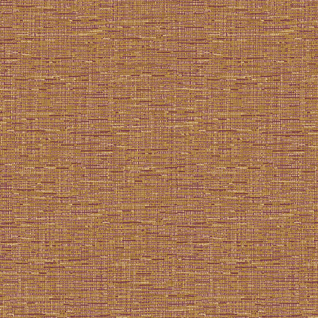 Oranje Missoni-behang met een fijn geweven tweedstructuur en subtiele paarse en gele accenten.
