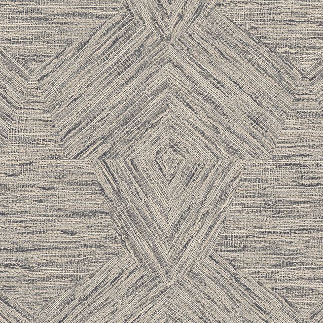 Grijs-beige behang met een geometrisch pentagonpatroon uit de Buningh Arte Pentagono 33043 Antigua collectie.