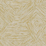 Beige en goudkleurig behang met een geometrisch pentagonpatroon uit de Antigua-collectie van Buningh Arte.