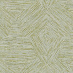 Geometrisch patroon in beige en olijfgroen op het Buningh Arte Pentagono 33047 behang uit de Antigua collectie.