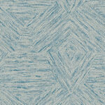 Behang uit de Antigua-collectie van Buningh Arte met een geometrisch pentagonpatroon in blauw en beige textuur.