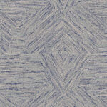 Behang uit de Antigua-collectie met een geometrisch pentagonenpatroon in blauwe en grijze geweven textuur.