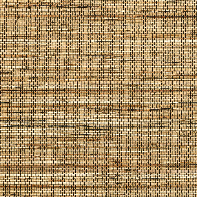 Vlechtwerkstructuur van het Buningh Arte Sambe 54554 behang in natuurlijke bruintinten.