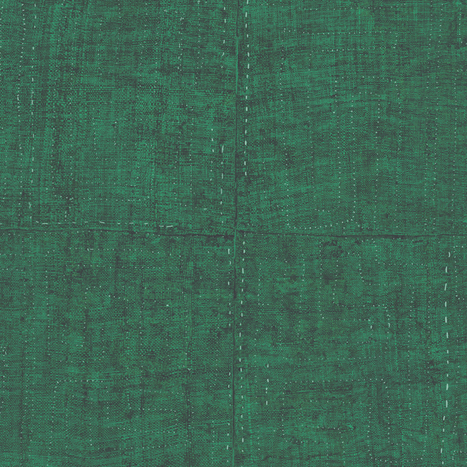 Groen behang met textuur en subtiele stikselachtige lijnen uit de Buningh Arte Tintura 33020 Amaranth Antigua collectie.