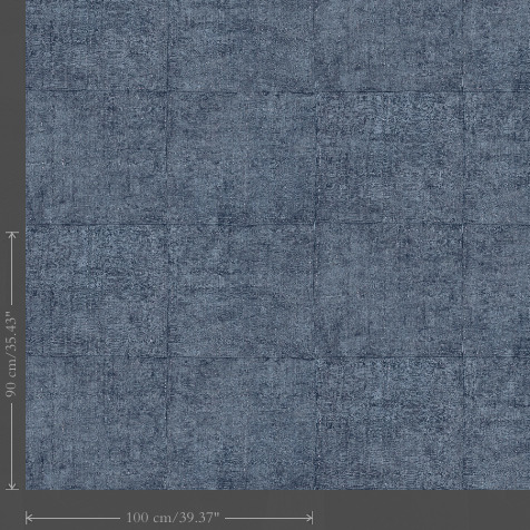 Blauw behang met een subtiel vierkant patroon uit de Amaranth Antigua-collectie van Buningh Arte Tintura.