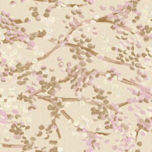 Bloemenmotief in beige, roze en wit op het Buningh Elitis Milos behang VP 955 03.