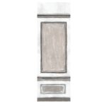 Een decoratieve behangbaan uit de Buningh Elitis Ortigia collectie met een klassiek paneelontwerp in neutrale tinten.