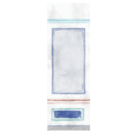 Handgeschilderd behangpaneel uit de Buningh Elitis Ortigia-collectie met abstracte blauwe en turquoise kaderpatronen.