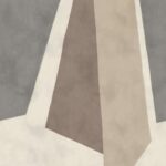 Abstract geometrisch behangontwerp uit de Ortigia-collectie van Buningh Elitis in aardetinten en grijs.