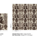 Beige Buningh Elitis Paros behang met een herhalend patroon van donkere vogels, vazen en planten.