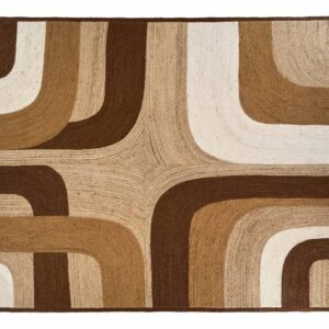 Vloerkleed Penny Lane TA 11978-04 van Elitis met een grafisch patroon in bruin-, beige- en crèmetinten.