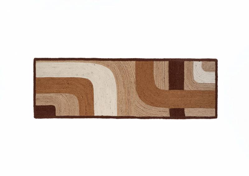 Rechthoekig Elitis vloerkleed Penny Lane TA-11978-06 met abstract patroon in aardetinten.