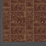 Gedetailleerd patroon op behang met gouden tijgers, florale elementen en decoratieve motieven in bruin-gouden tinten uit de Arte Moooi Golden Tiger collectie.