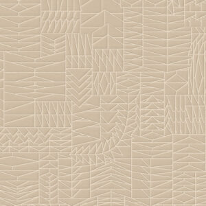 Beige Arte Moooi PogoGoat MO4051 wandbekleding met een reliëf van geometrische, abstracte patronen.