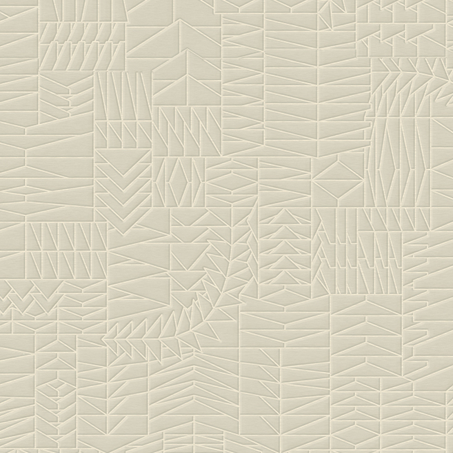 Beige wandbekleding uit de Arte Moooi Pogo Goat 2 collectie met een reliëf van geometrische, abstracte patronen.
