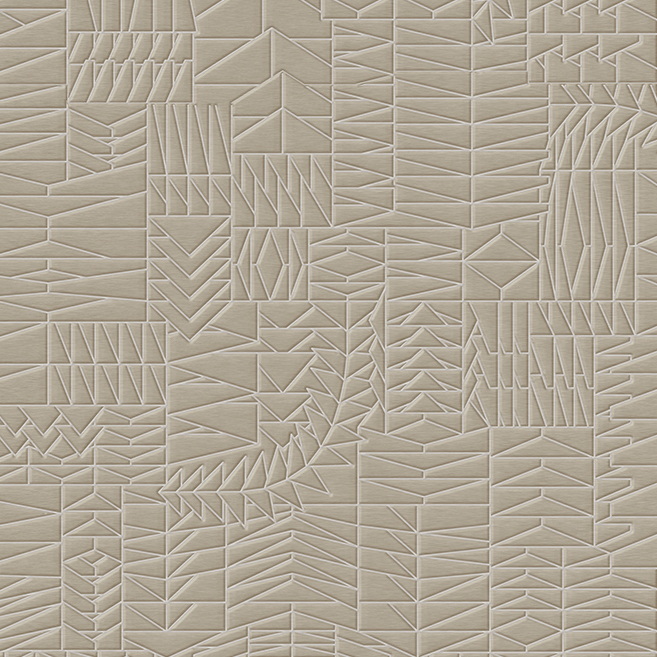 Beige wandbekleding uit de Arte Moooi PogoGoat2 collectie met een abstract geometrisch reliëfpatroon.