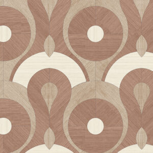 Behangpatroon Queen Cobra MO4011 van Arte Moooi in bruin- en beigetinten met geometrische en organische vormen.