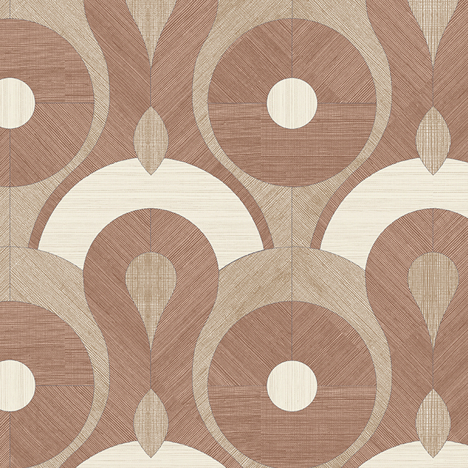 Behangpatroon Queen Cobra MO4011 van Arte Moooi in bruin- en beigetinten met geometrische en organische vormen.