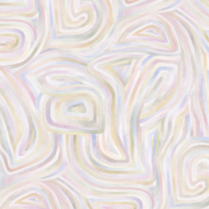 Abstract patroon van pastelkleurige, golvende lijnen uit het Cole and Son Kawakubo behangontwerp.