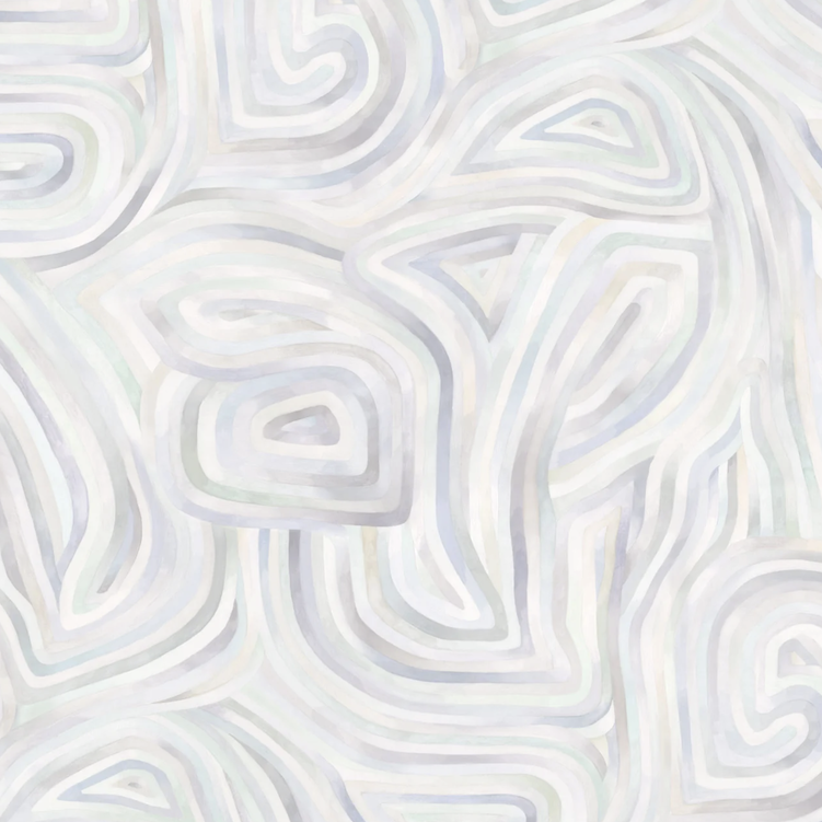 Abstract patroon van zachte, pastelkleurige lijnen in een organisch labyrintachtig ontwerp uit de Cole and Son Kawakubo collectie.