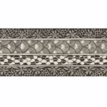 Decoratieve Ardmore Border 109/5025 van Cole and Son met zwart-wit patroon van gestileerde bloemen en bladeren.